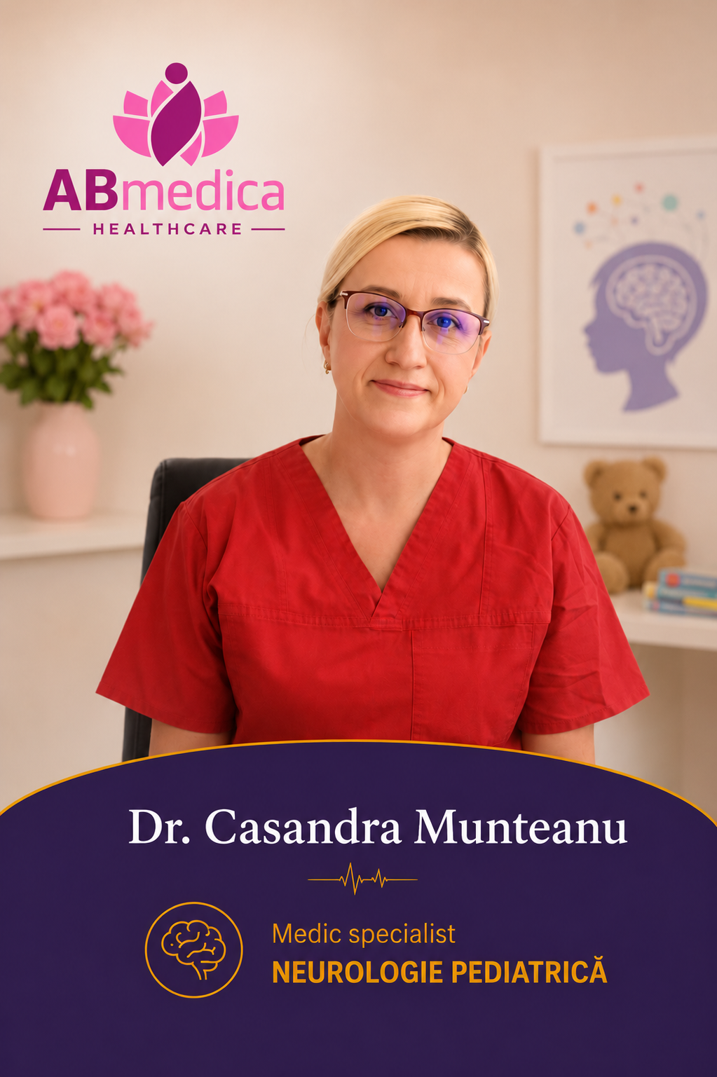 Dr. Casandra Munteanu, medic specialist Neurologie Pediatrică, la Clinica AB Medica din Pitești.